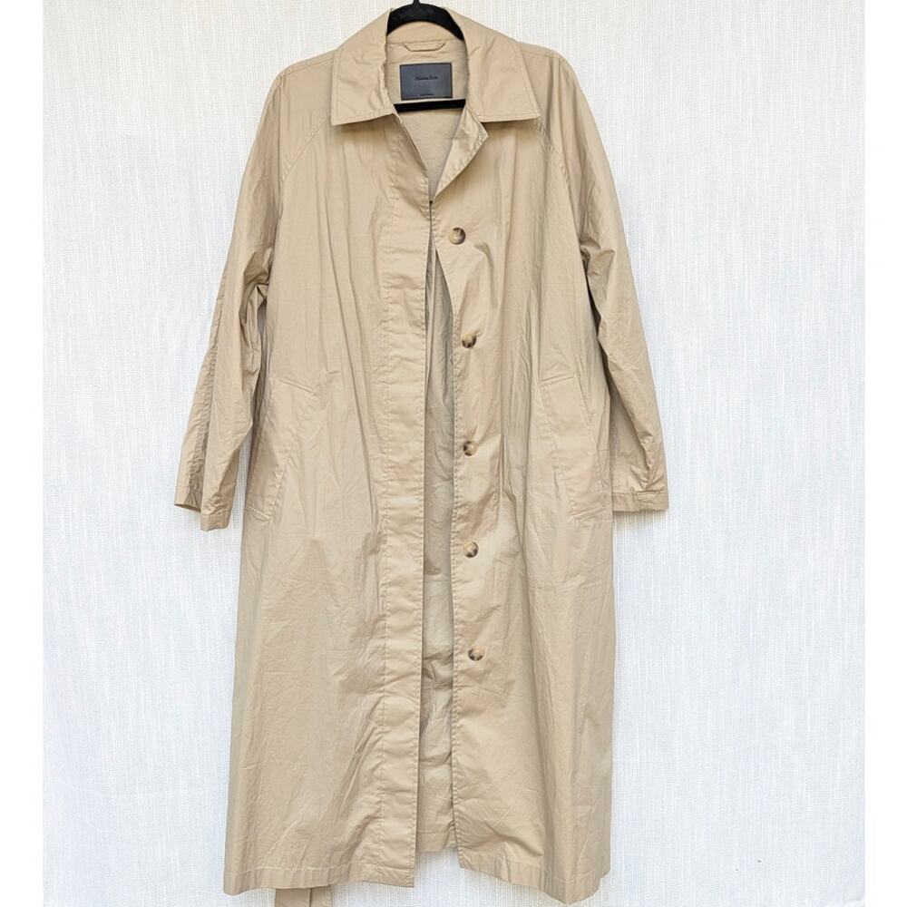 Massimo Dutti Trench Coat 6743/823/830 Womens M Tan Single-breasted Belted Long - Picture 2 of 13